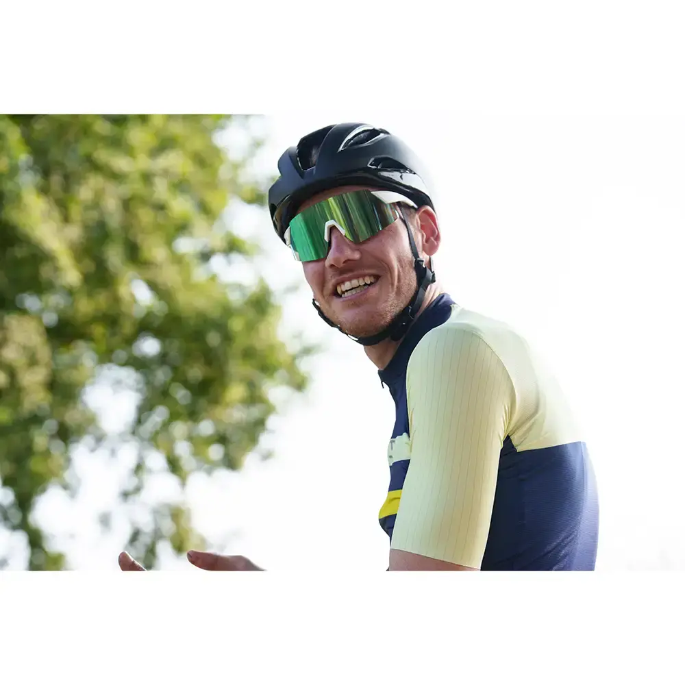 FYTS SNLR Fietsshirt Korte Mouwen Donkerblauw/Geel Heren