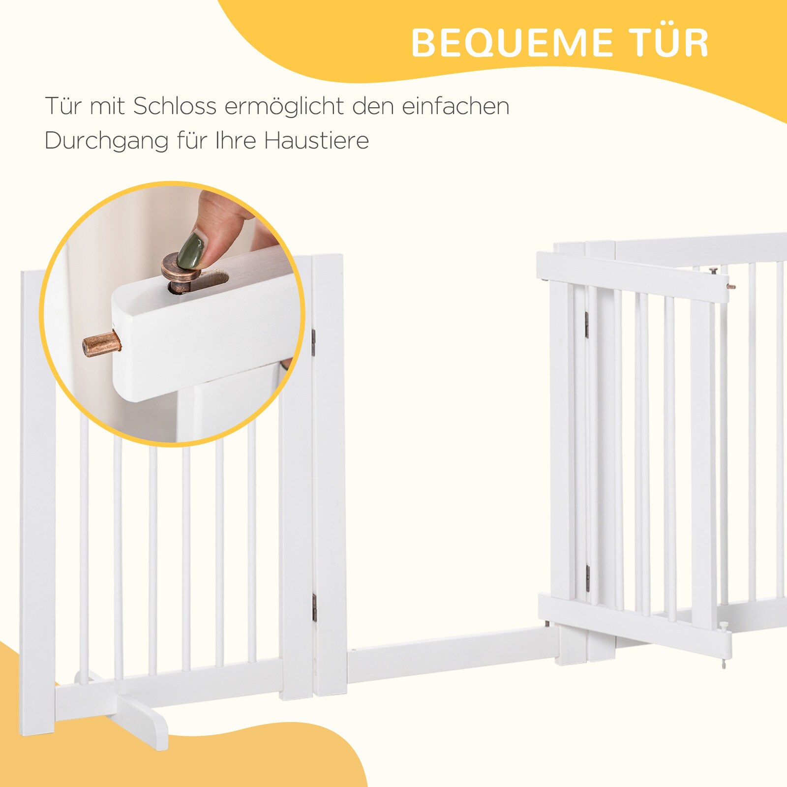 PawHut Türschutzgitter klappbar weiß 204 x 36 x 75 cm(LxBxH)