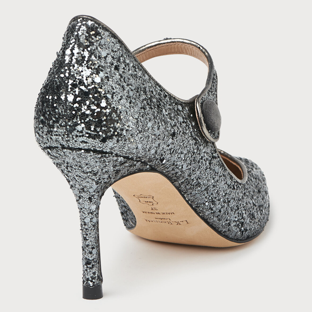L.K. Bennett Escarpins en Velours de Cuir Monica noir/anthracite - Talon 8 cm