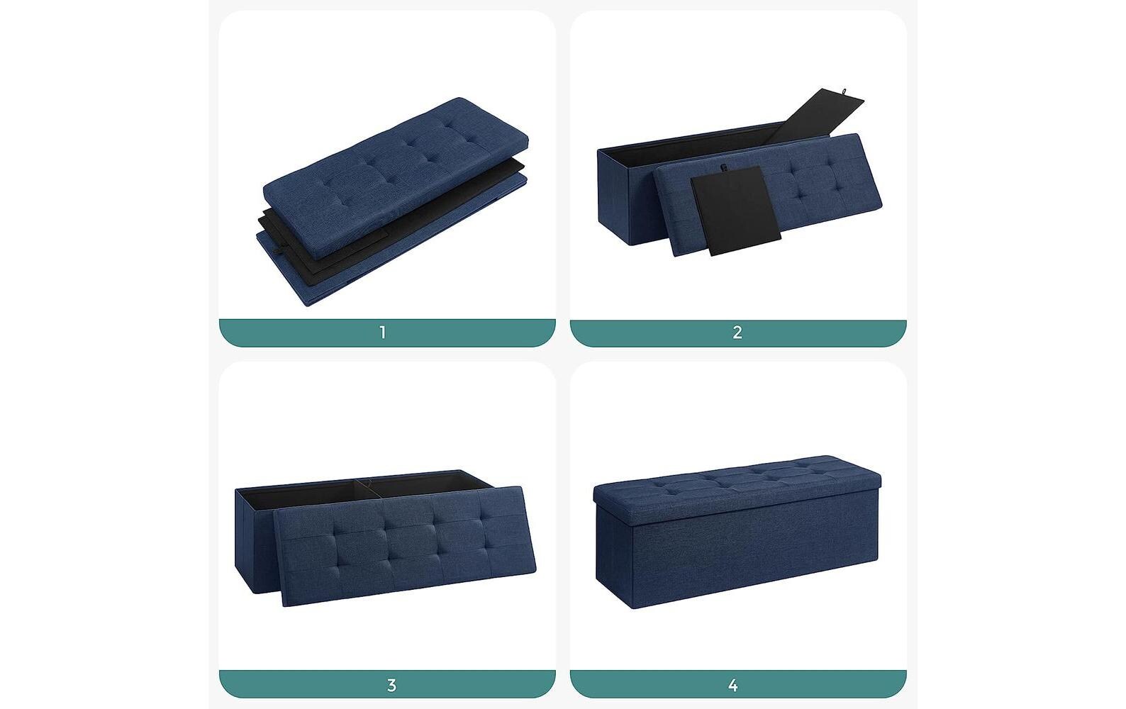 Sitztruhe mit Aufbewahrung 110 x 38 cm, BlauTruhenbank