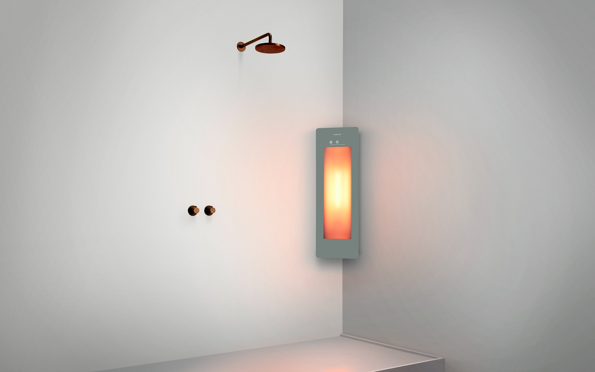 Sunshower Round One Small Organic Grey infraroodlamp 33x95x10cm hoekopbouw