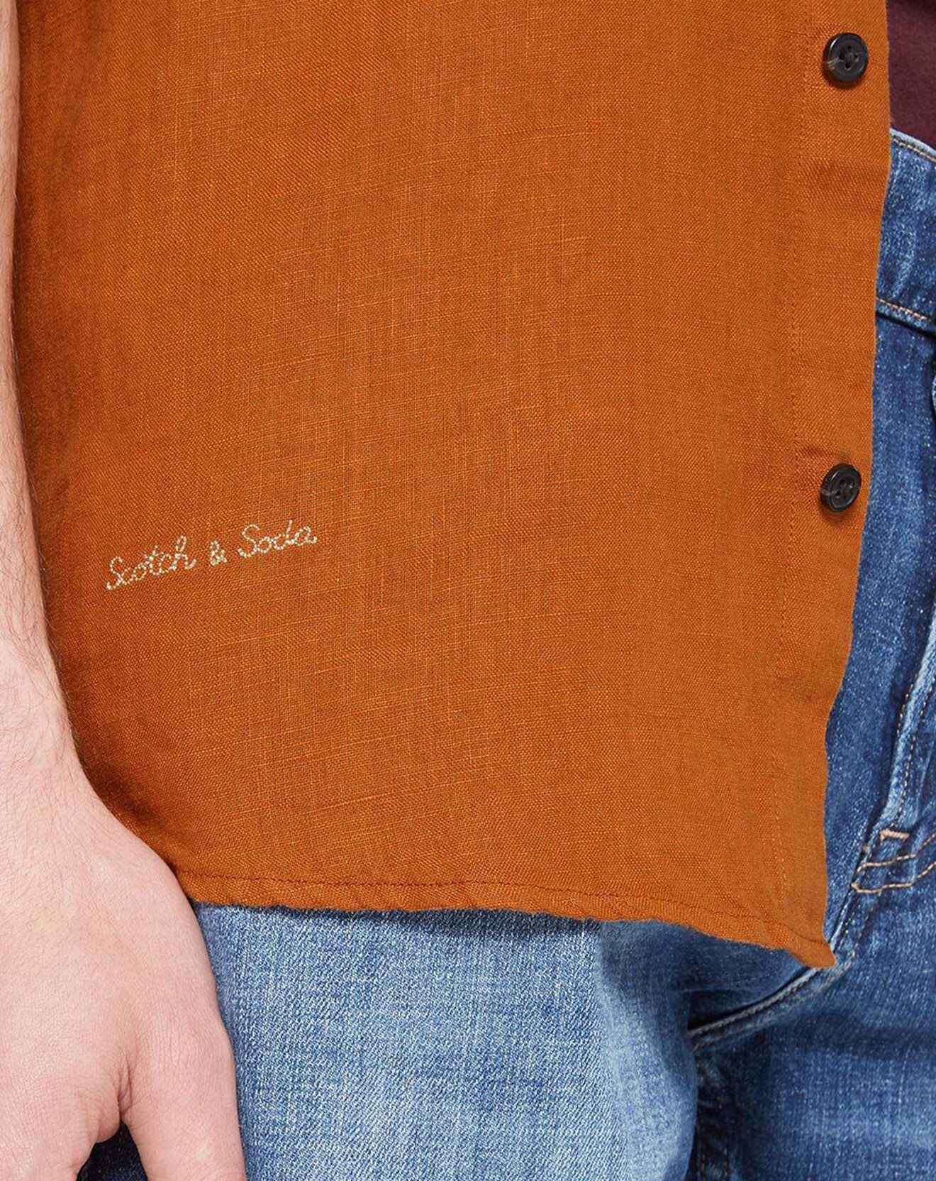 Scotch & Soda Chemise 100% Lin Regular Fit marron