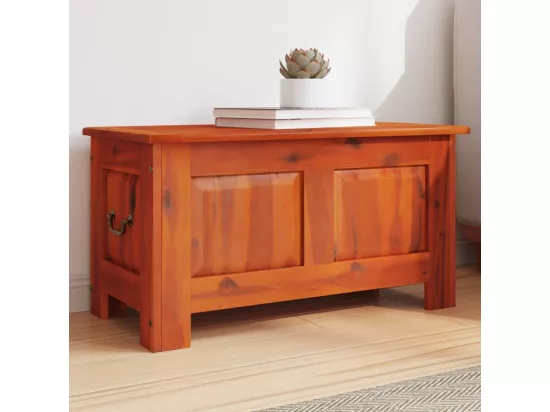 Coffre de rangement avec couvercle marron bois massif d'acacia