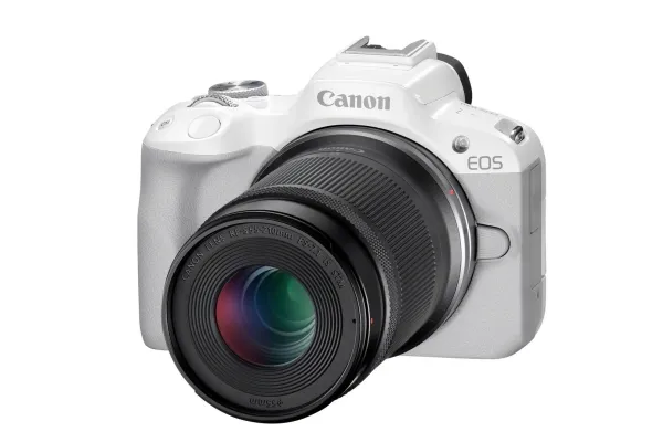 Canon EOS R50 - Digitalkamera - spejlløst - 24.2 MP - APS-C - 4K / 30 fps - 2.5x optisk zoom RF-S 18-45 mm F4.5-6.3 IS STM objektiv - Wi-Fi, Bluetooth - hvid