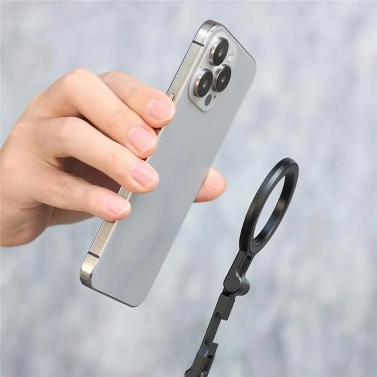 Magnetische Smartphone Halterung aus Metall mit MagSafe-Kompatibilität / Dual-Achsen Rotation (155 mm) - Schwarz