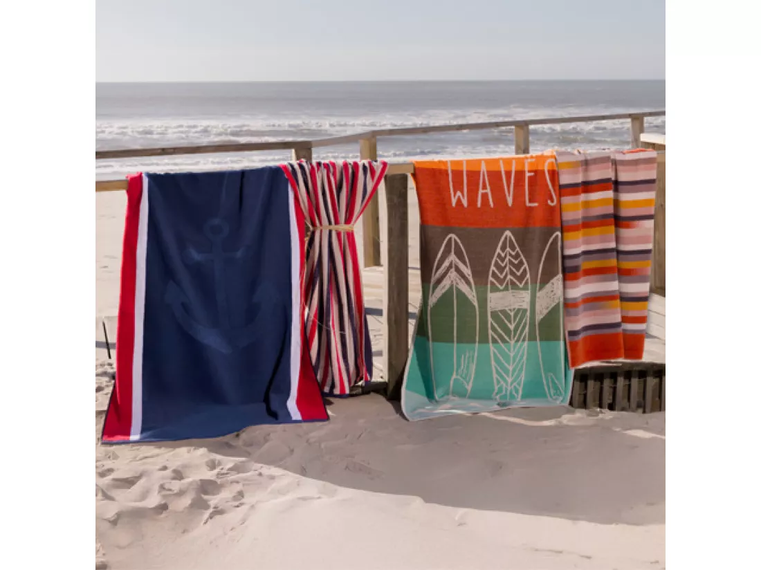 Drap de plage coton velours 100x180 cm collection RIVAGE rouge