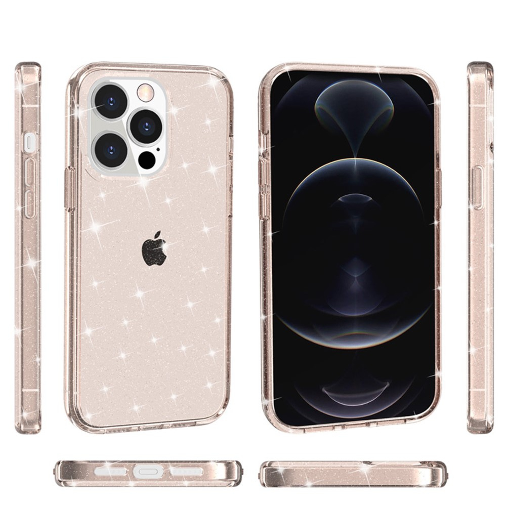 iPhone 15 Pro Max Hybrid Hardcase Schutzhülle im Glitzer Design - Gold / Transparent