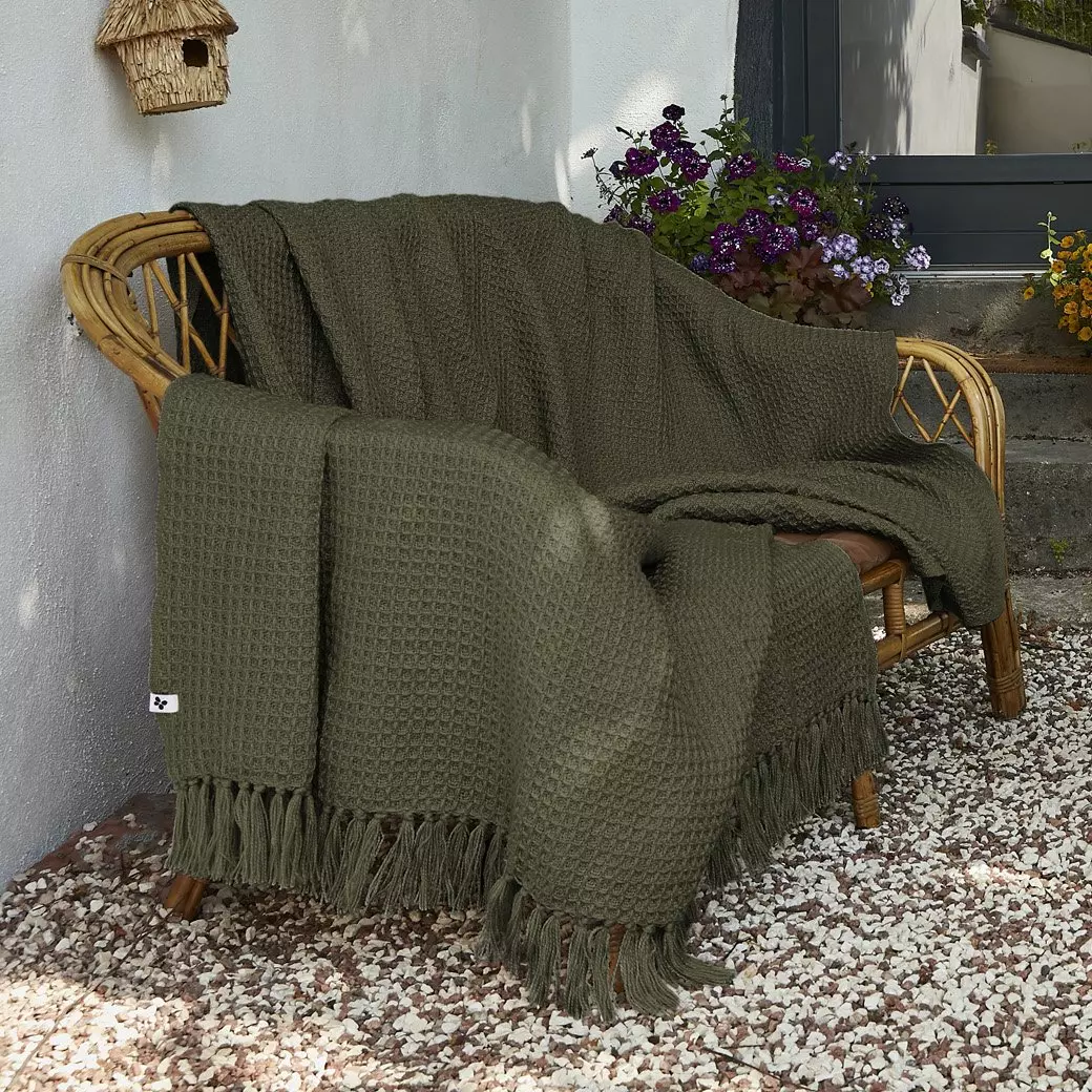 Plaid canapé matière recyclée (180 x 220 cm) Gabin Vert thym