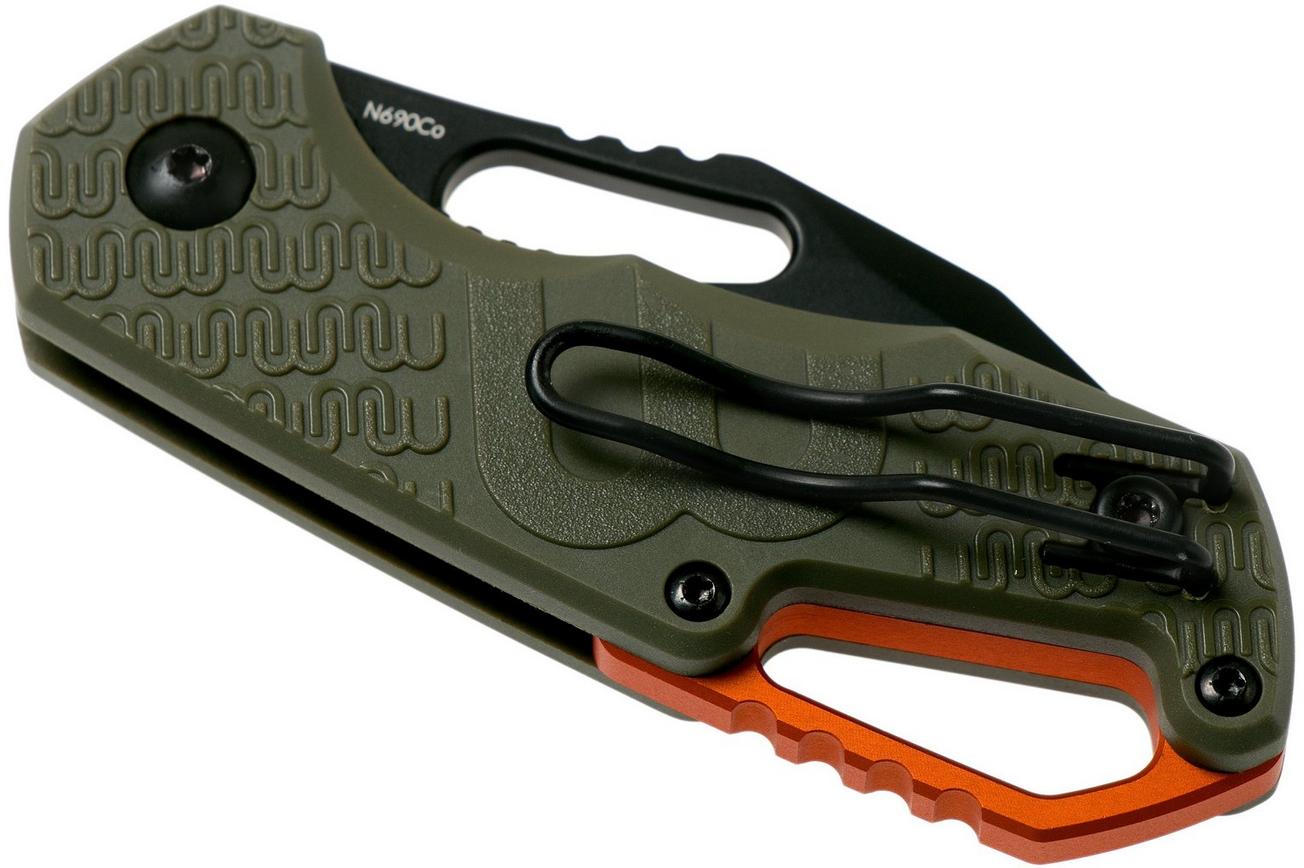 MKM Isonzo FX03-3PGO Clip Point OD Green FRN, Black Blade zakmes, Jesper Voxnaes design