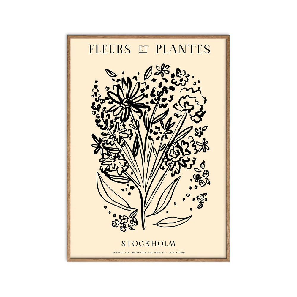 Poster & Frame  Fleurs et Plantes plakat, beige/sort - 50x70 cm