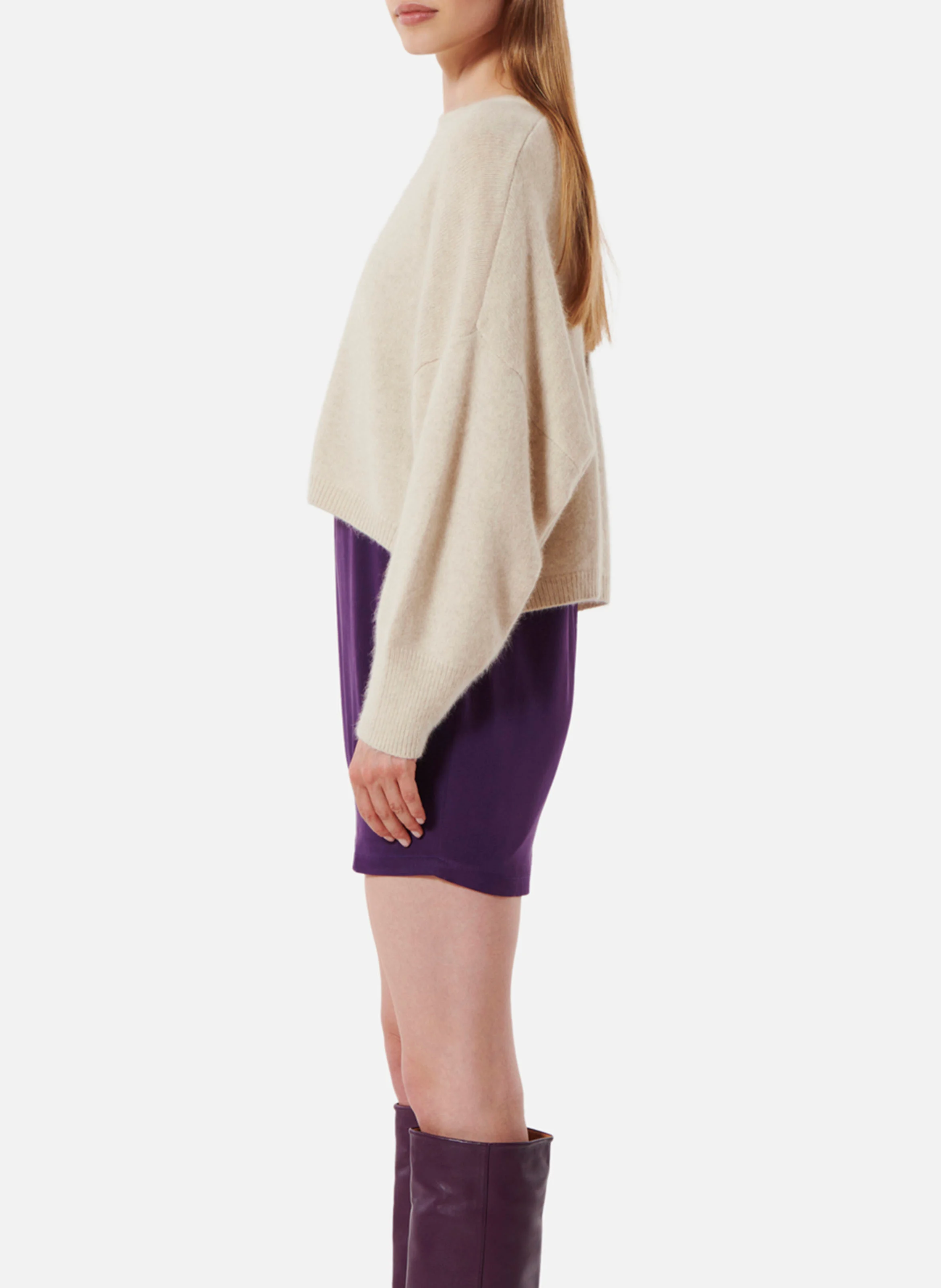 BIRKIN - Pull col rond en laine mélangée | Beige