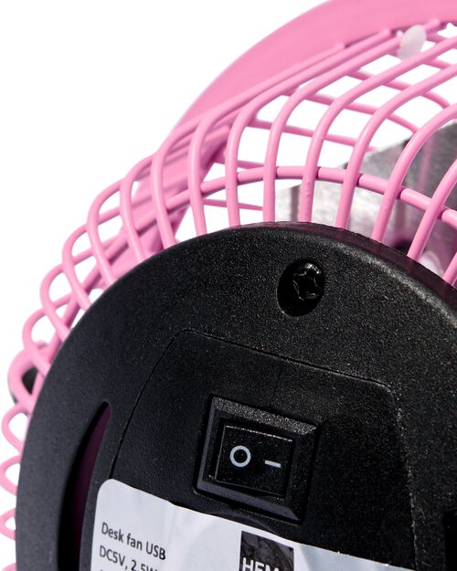 ventilateur de table USB rétro rose fluo Ø10cm