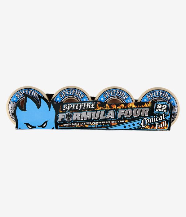 Spitfire Formula Four Conical Full Rollen (white blue) 53 mm 99A 4er Pack