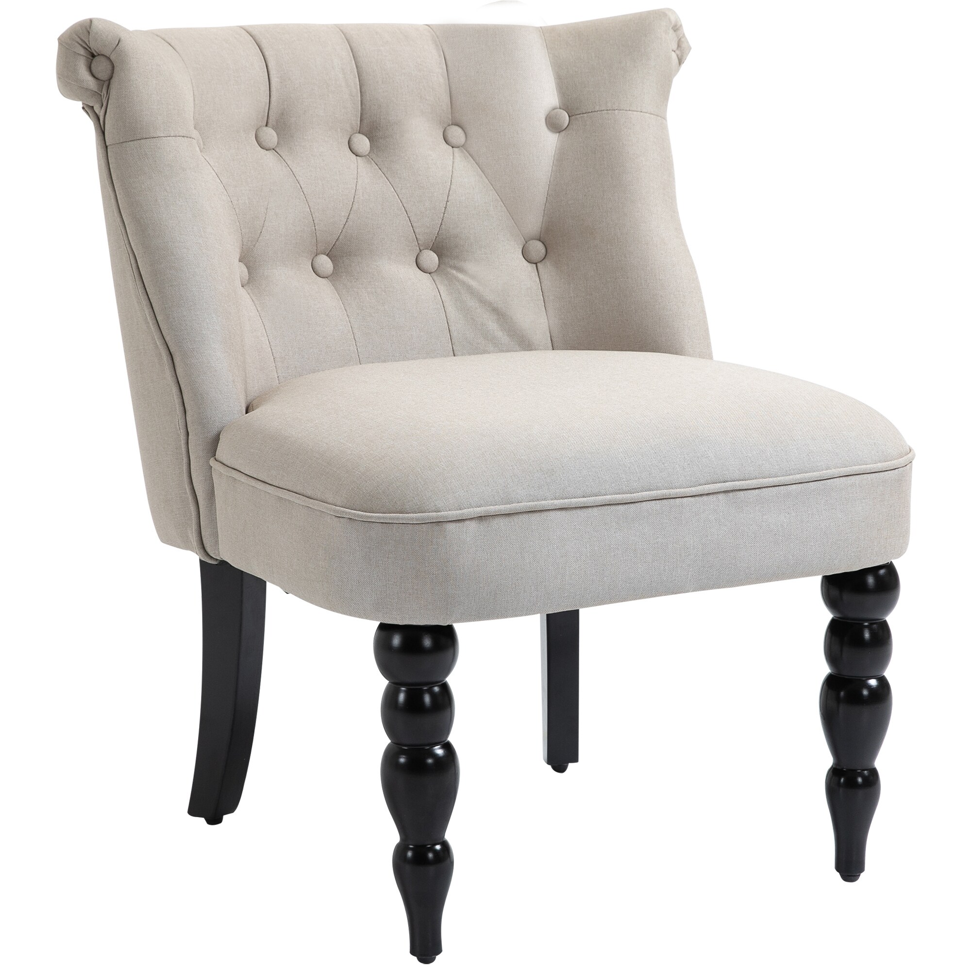 HOMCOM Polstersessel mit Knopfdesign beige, schwarz 67 x 67 x 78 cm (LxBxH)