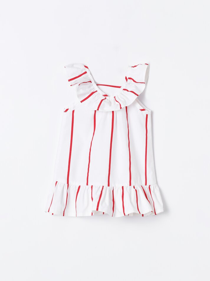 Vestido de alças com babados - Branco