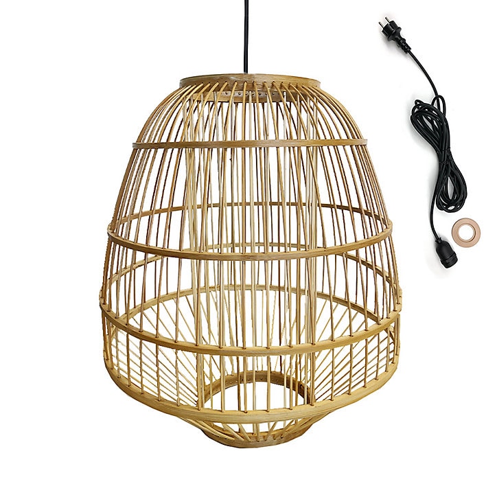 Abat jour bambou naturel E27 40W IP44 l.30 x H.35 cm