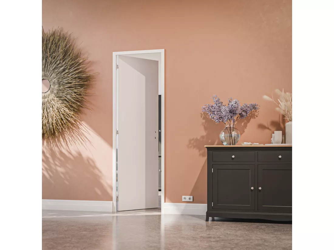 Bloc-Porte Blanc Laqué Plane H. 204 x l. 63 cm - Poussant Gauche
