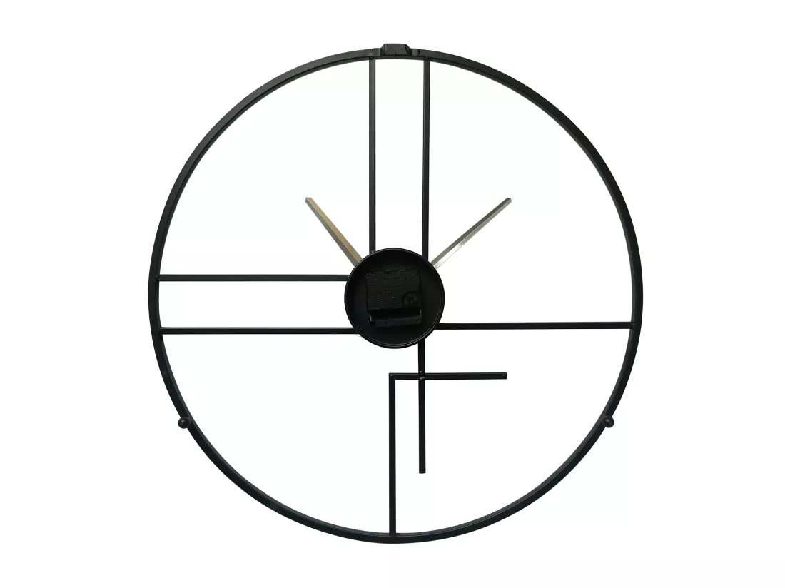 Horloge Murale Moderne Noir Jaune Métal Minimal pour Maison Bureau