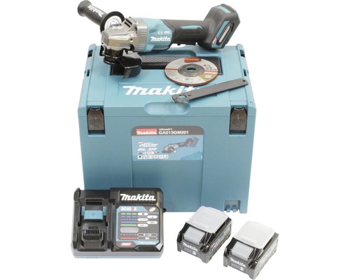 Makita XGT® GA013GM201 40V accu haakse slijper, inclusief 2 accu's (4,0Ah), lader en MAKPAC maat 4 koffer