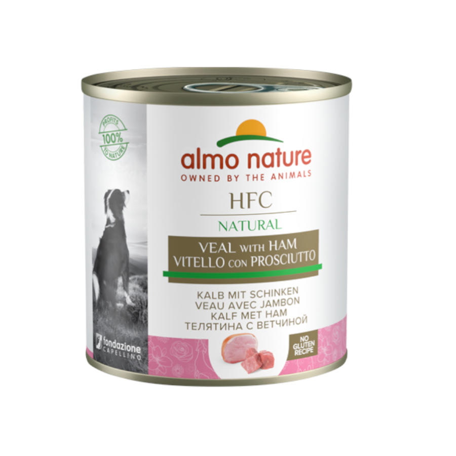 Almo Nature HFC Carne e Presunto em lata, 280g, para cães.