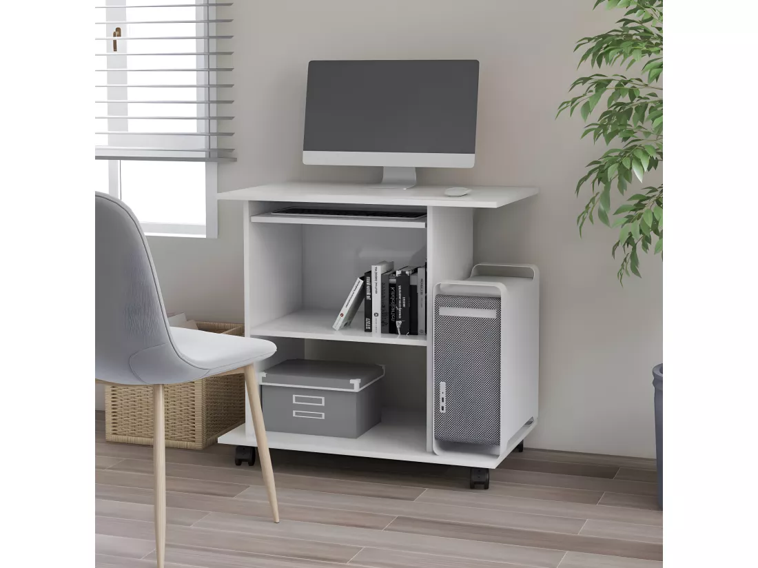 Bureau d'ordinateur Blanc 80x50x75 cm Aggloméré