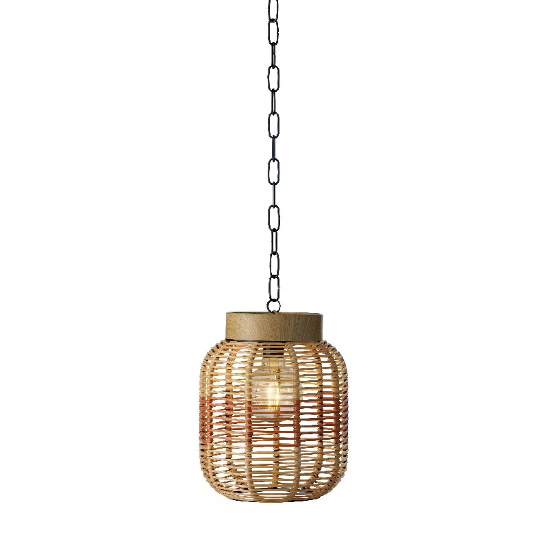 Suspension de jardin solaire résine tressée LED (D20 cm) Toscane Terracotta