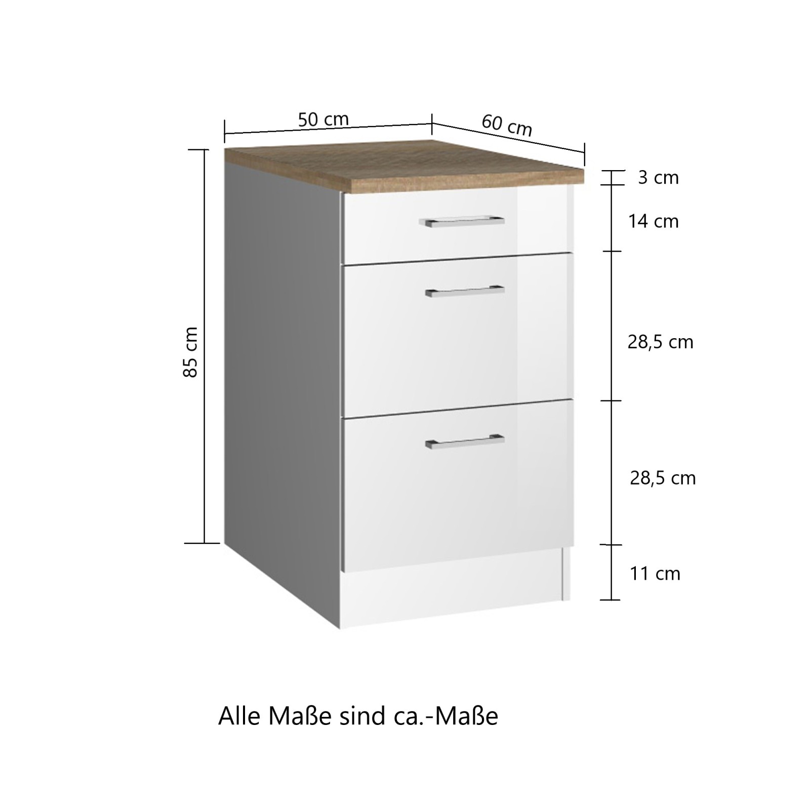 Auszugschrank ROM - weiß Hochglanz - 50 cm