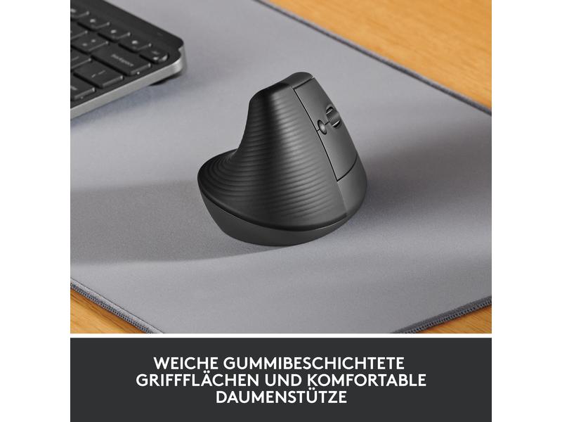 Logitech Ergonomische Maus Lift Graphite Komfortable ergonomische Maus mit vertikalem Design für kleine bis mittelgrosse Hände