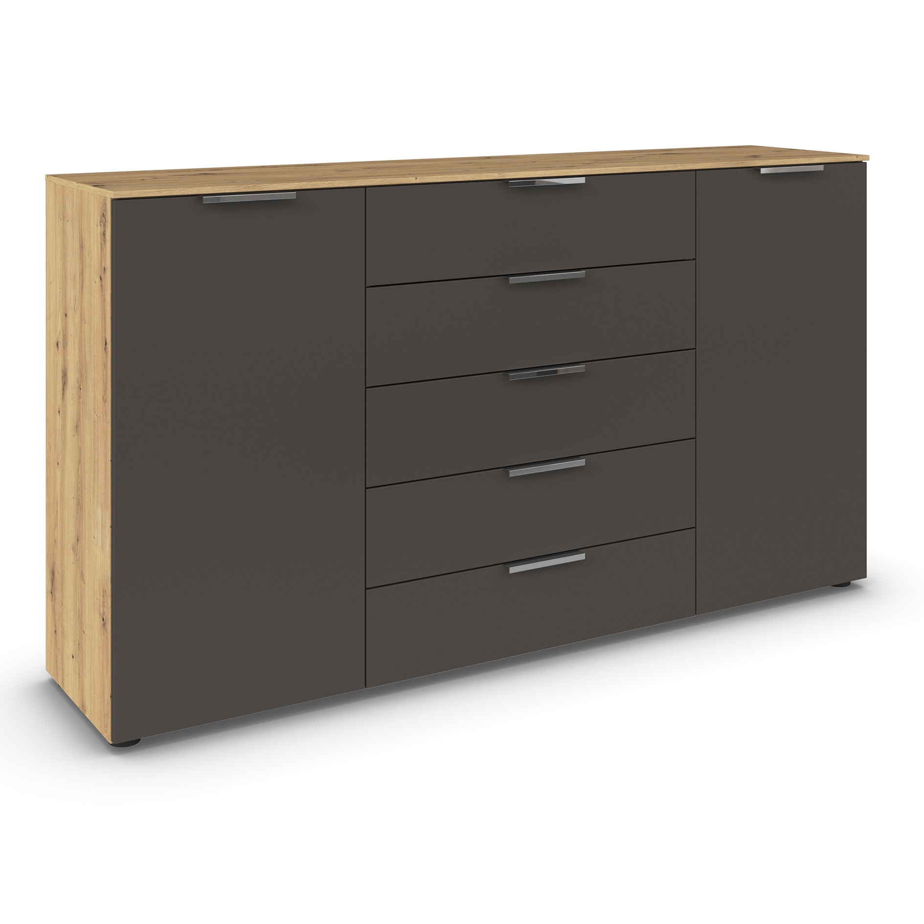 Kommode - Artisan Eiche-graphit - Chromgriffe - 180 cm