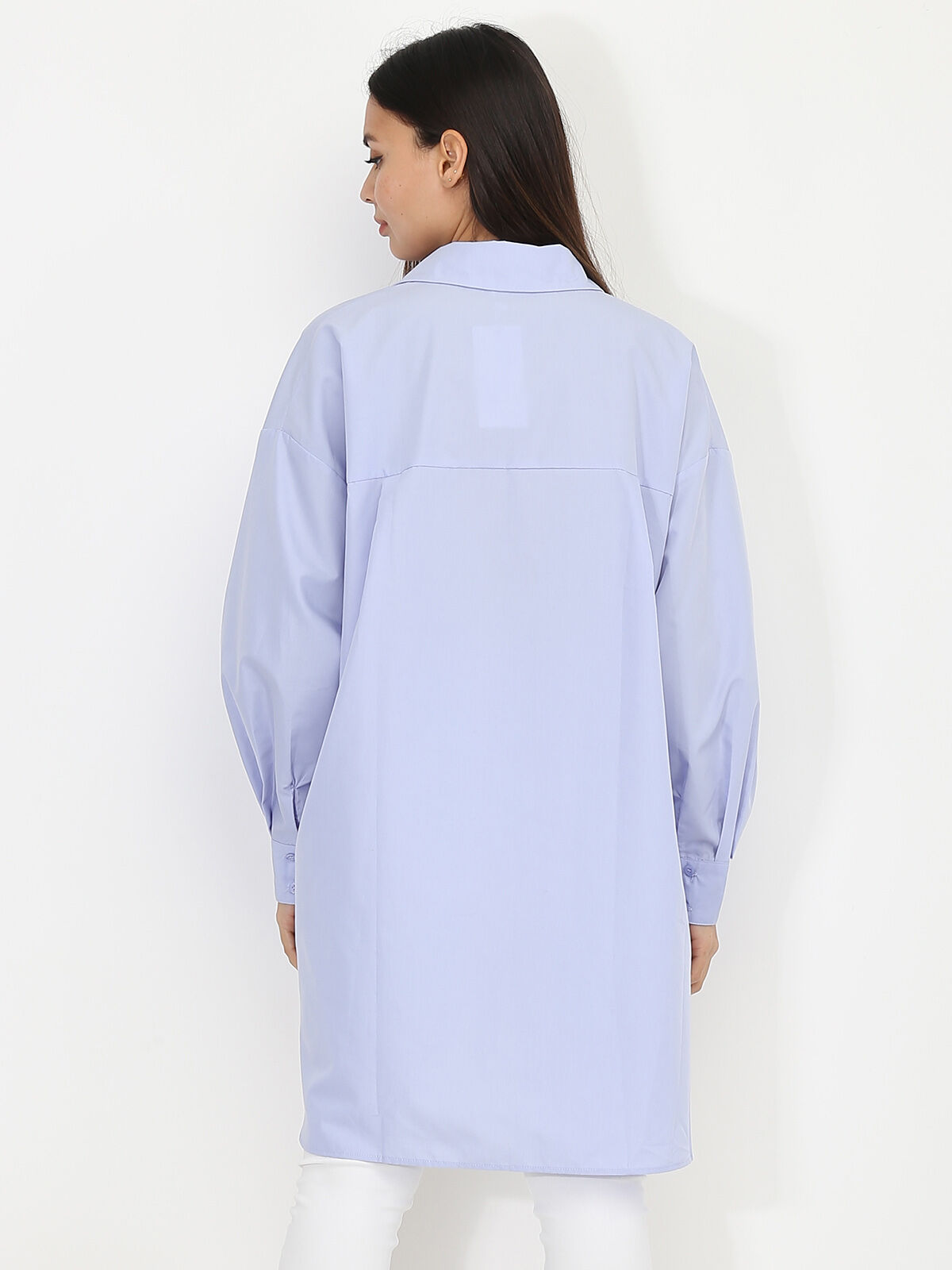 Chemise asymétrique ample- Bleu clair