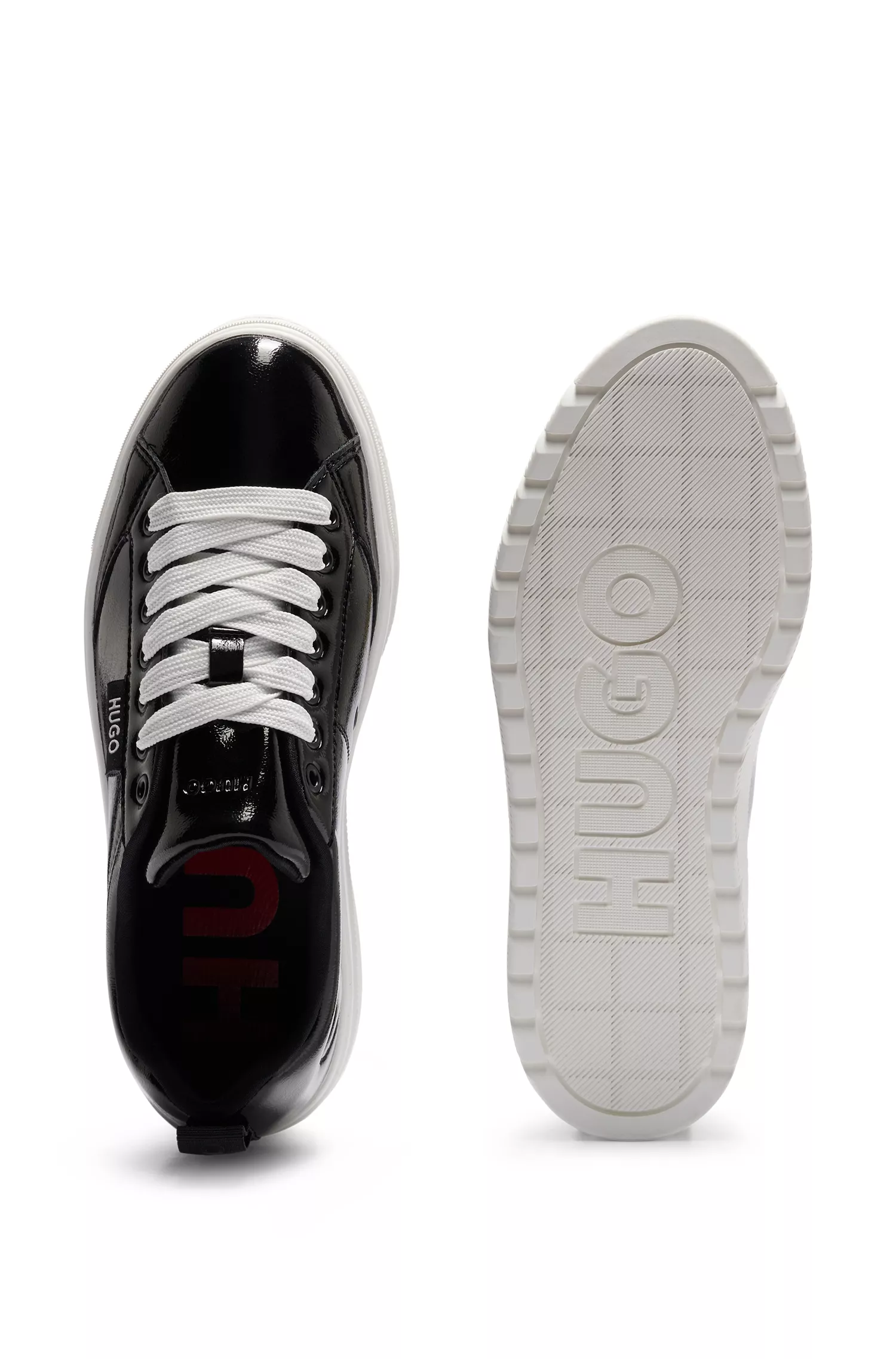 Tênis HUGO Red-Platform com detalhes do logotipo