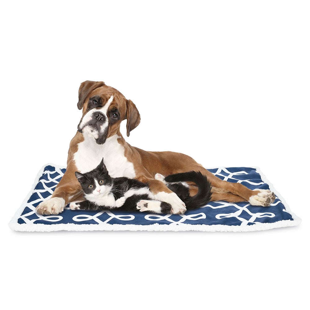 Plaid polaire animal bleu motif arabesque
