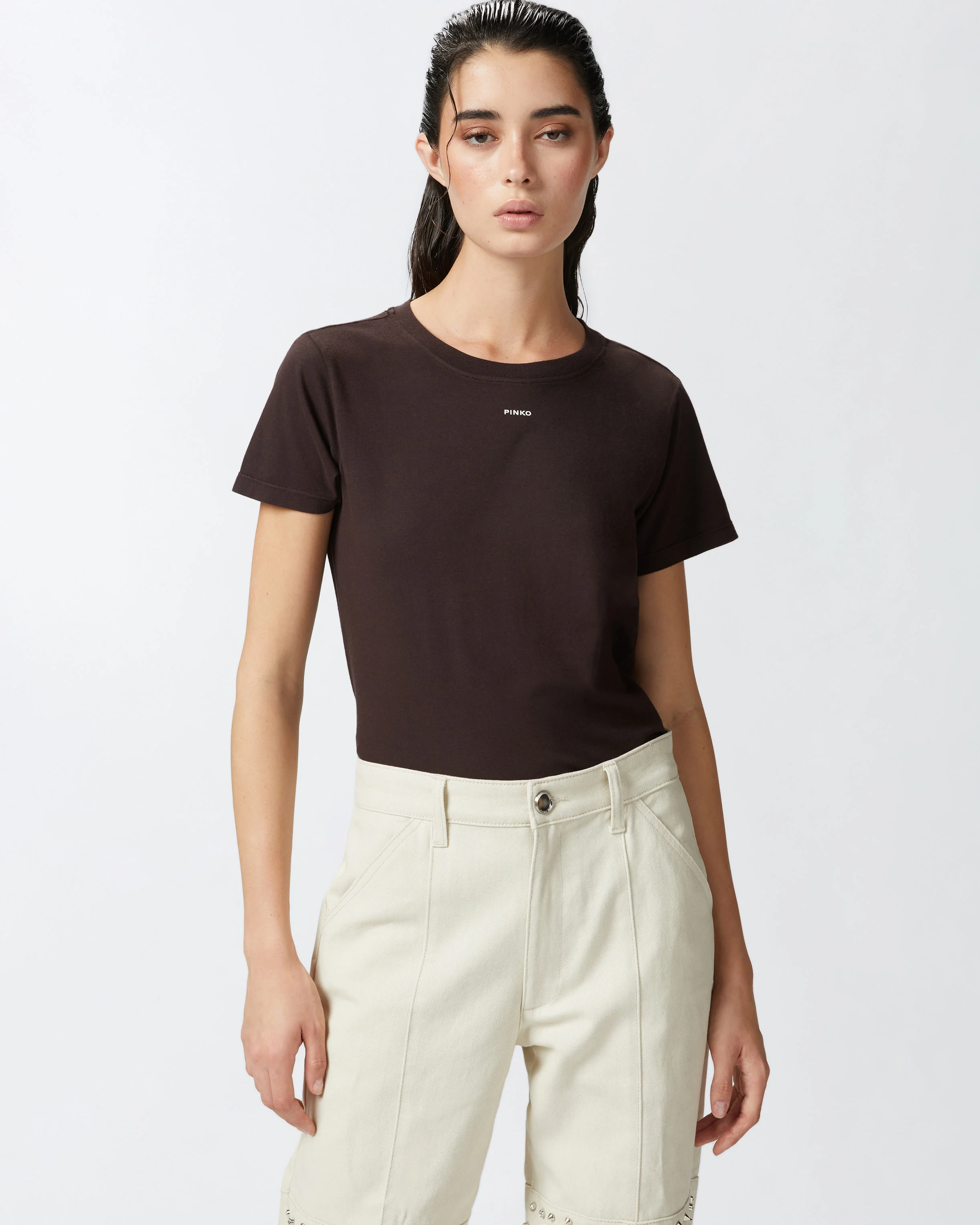 T-shirt à minilogo pinko | Marron