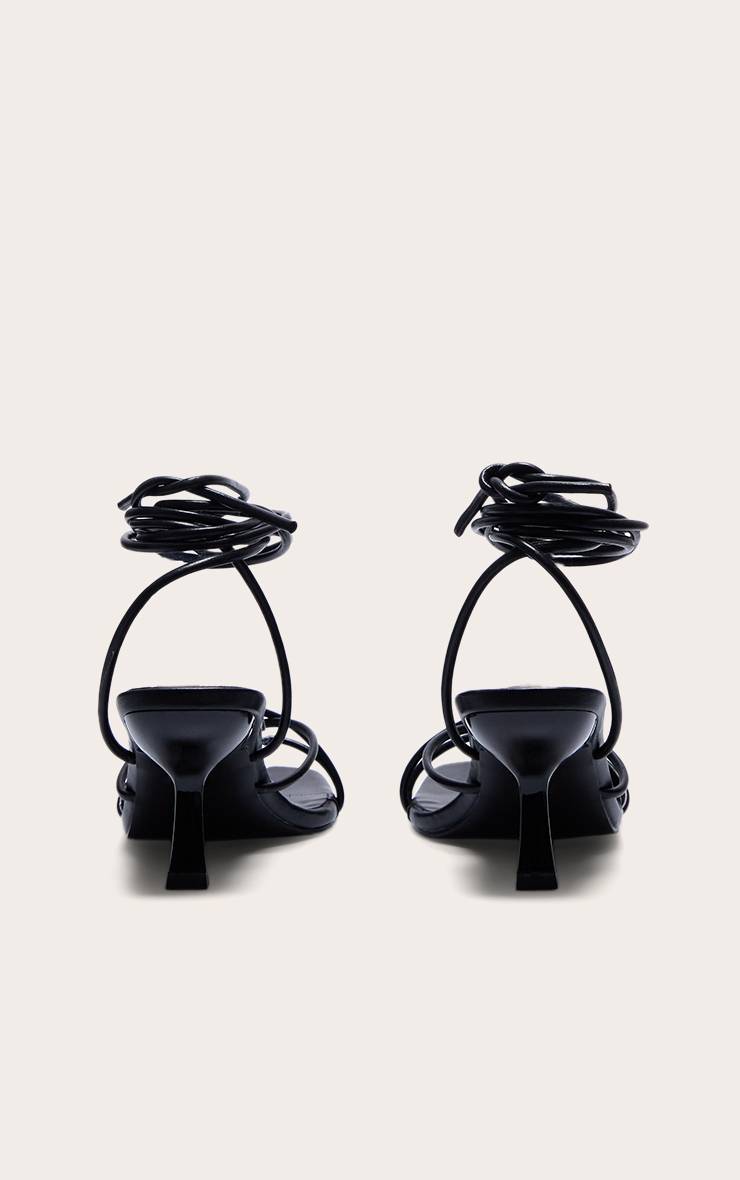 Noir Sandales À Talons Bas Avec Lacets Et Brides Coupe Large