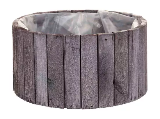 Ensemble de 2 paniers ronds en bois gris