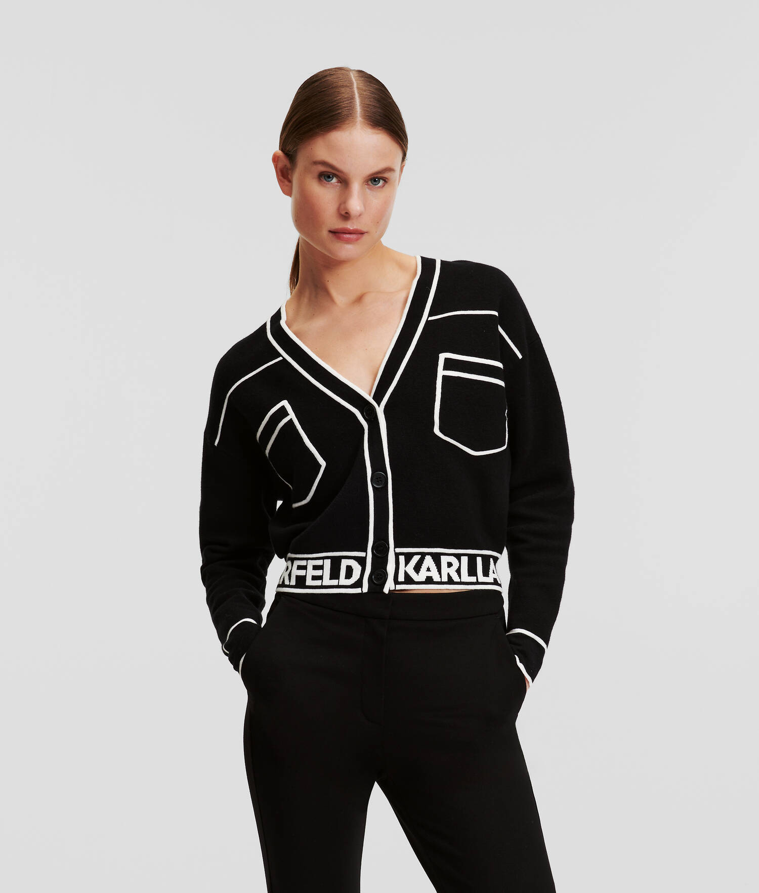 CARDIGAN CROPPED AVEC LOGO KARL