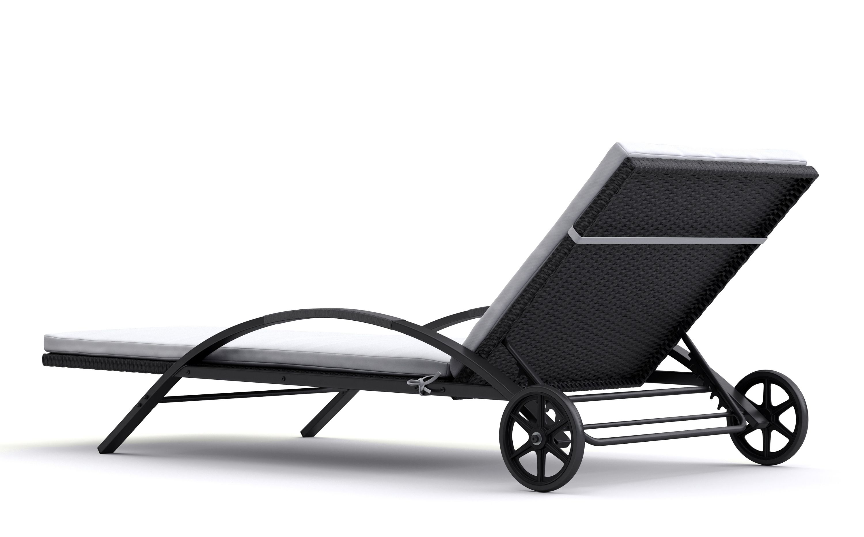 Liegestuhl Rattan LORIS schwarz/weiss