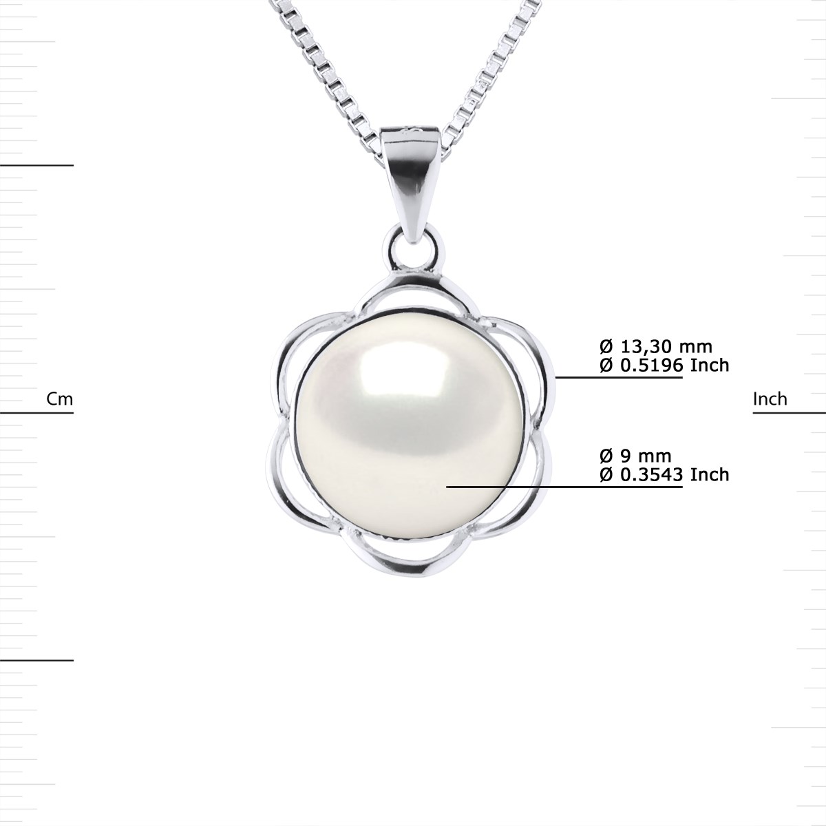 Collier PETALES Perle d'Eau Douce 9-10 mm Blanche Argent 925