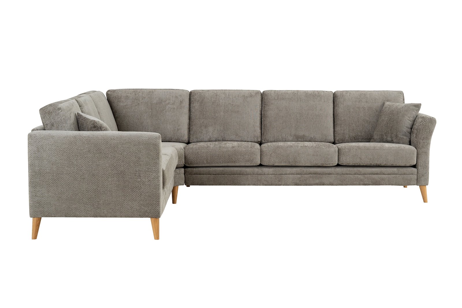 Eden hjørnesofa 23 hjørne i tekstil Movie 3/3 Warm Grey med ben i eik natur (15137).
