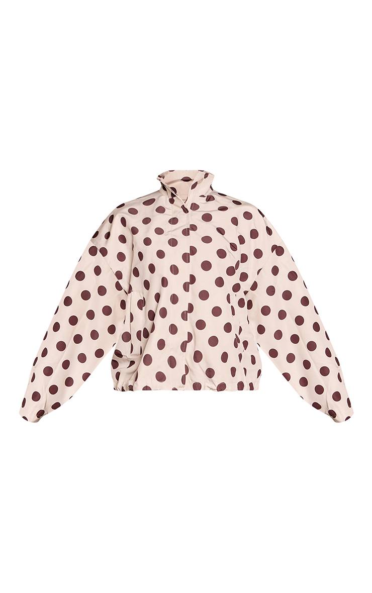 White Polkadot Veste Boutonnée À Pois Grande Taille