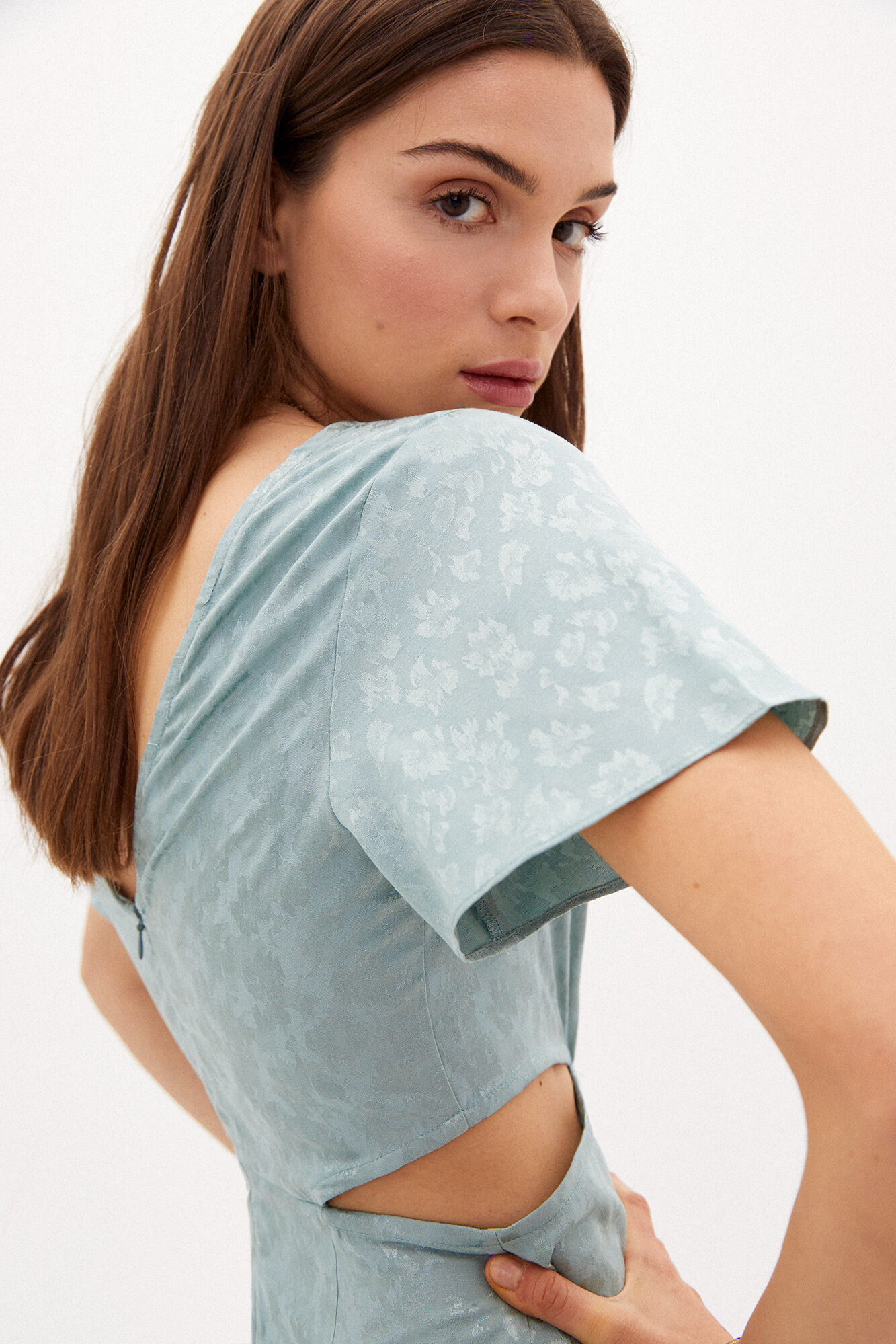 Vestido midi Salma Jacquard - Azul