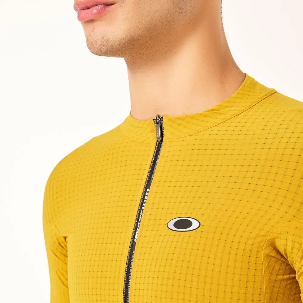 Q36.5 x Oakley Gridskin Pinstripe Fietsshirt Korte Mouwen Geel Heren