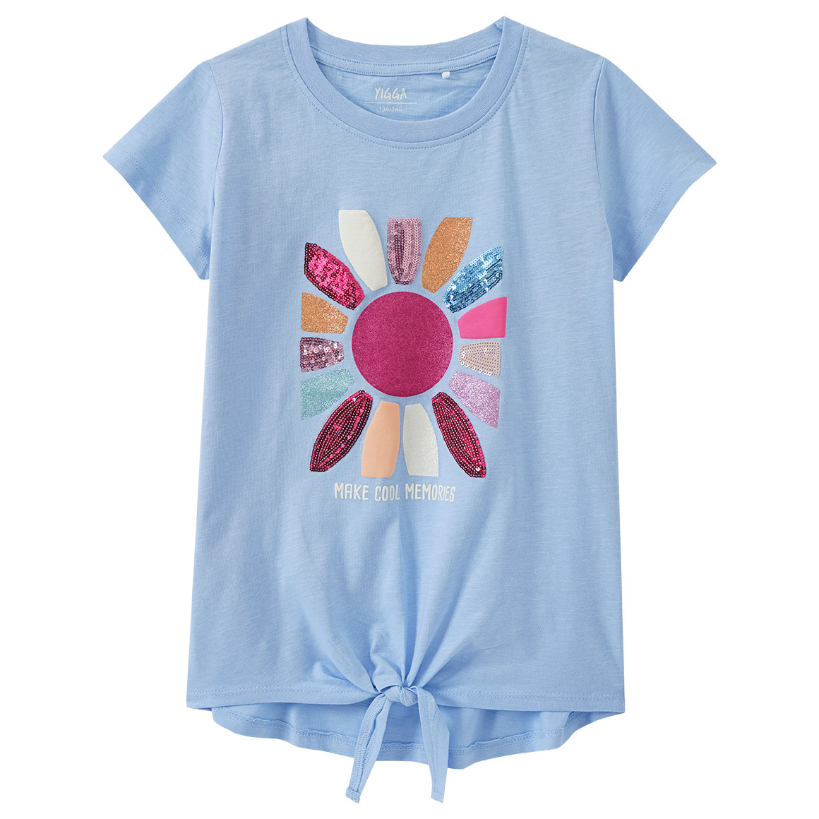 Yigga Mädchen T-Shirt mit Knotendetail hellblau