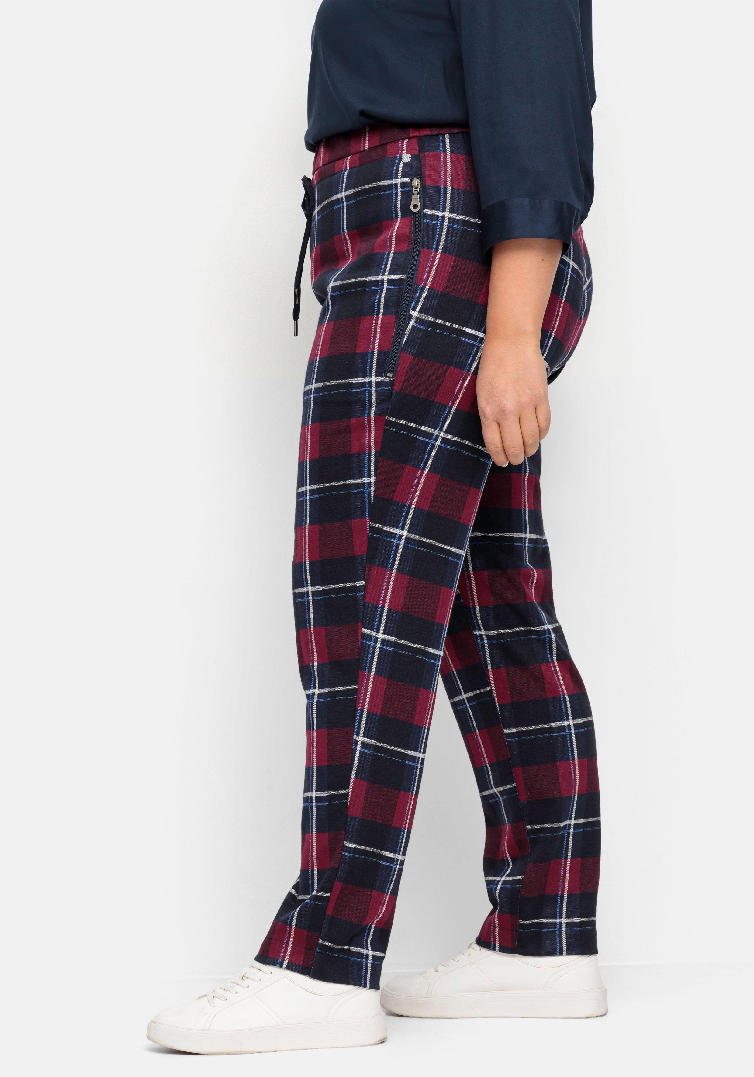 Karo-Joggpants mit Schlupfbund und Bindeband