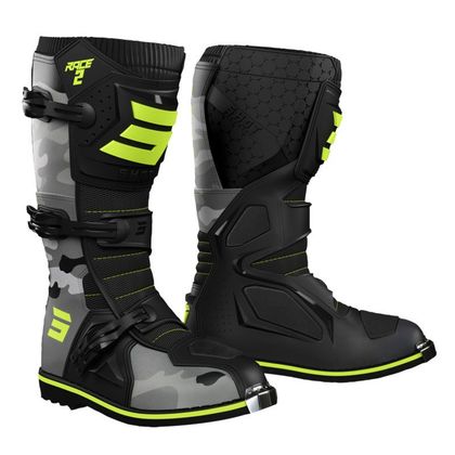 Bottes cross Shot RACE 2 KID - CAMO NEON YELLOW - Jaune / Gris