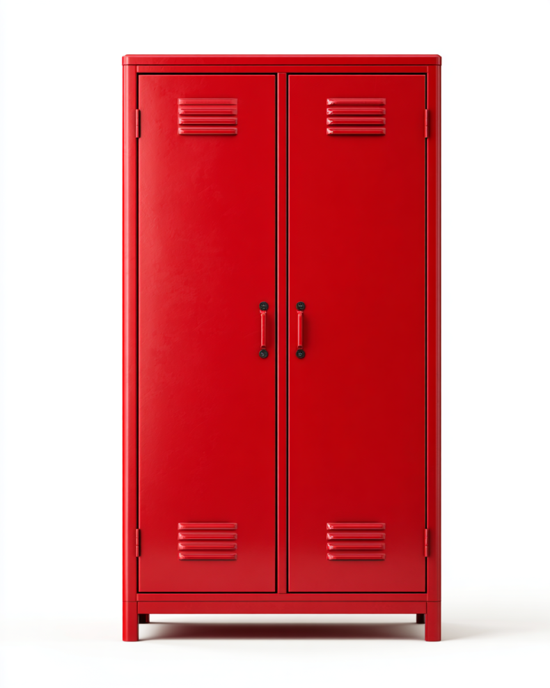 Armoire métallique rouge à deux portes