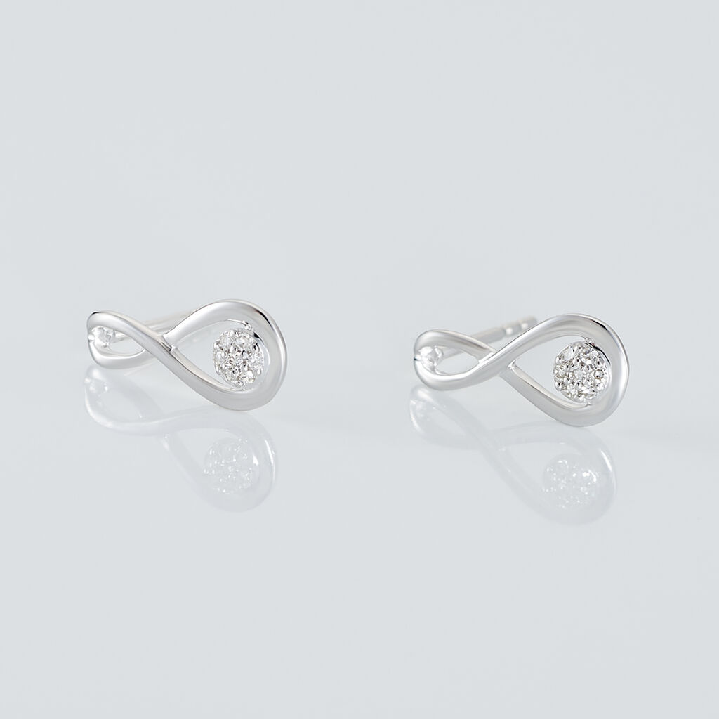 Boucles D'oreilles Puces Shaeen Or Blanc Diamant