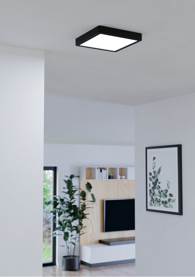 EGLO - Fueva-Z plafond sort 21x21 - TW - Zigbee, Bluetooth