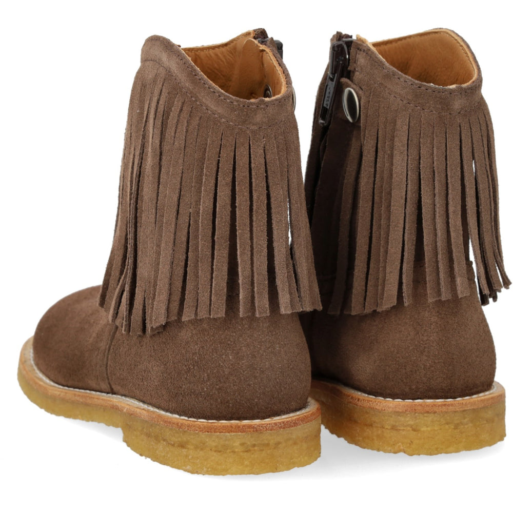 Køb Angulus Dark Taupe Cowboystøvle Med Frynser Og Broderi