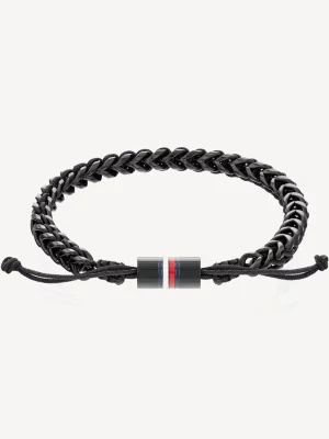 Pulseira de aço trançado preto com revestimento iônico